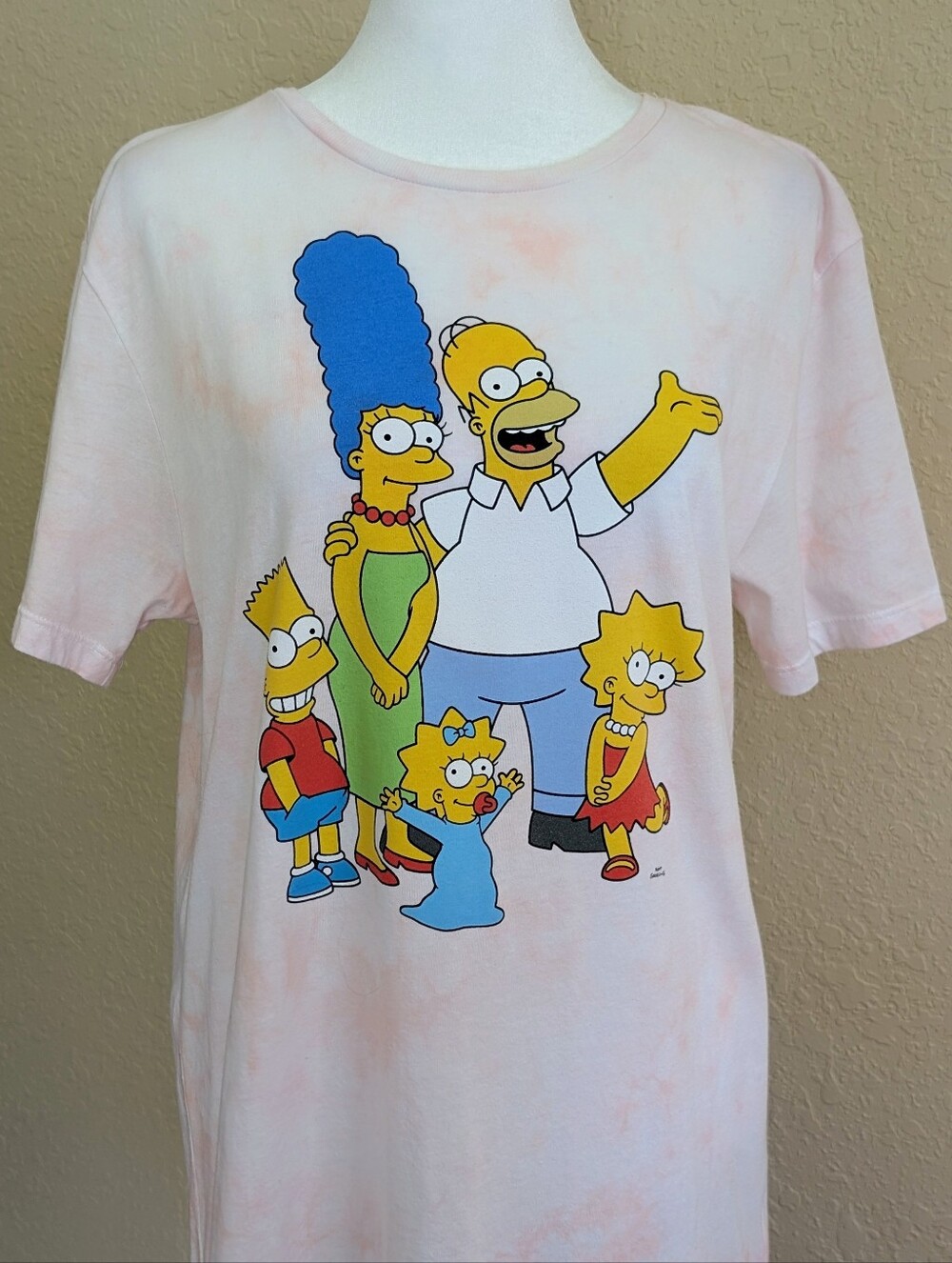 The Simpsons Graphic Tee in Light Pink Tye-Dye